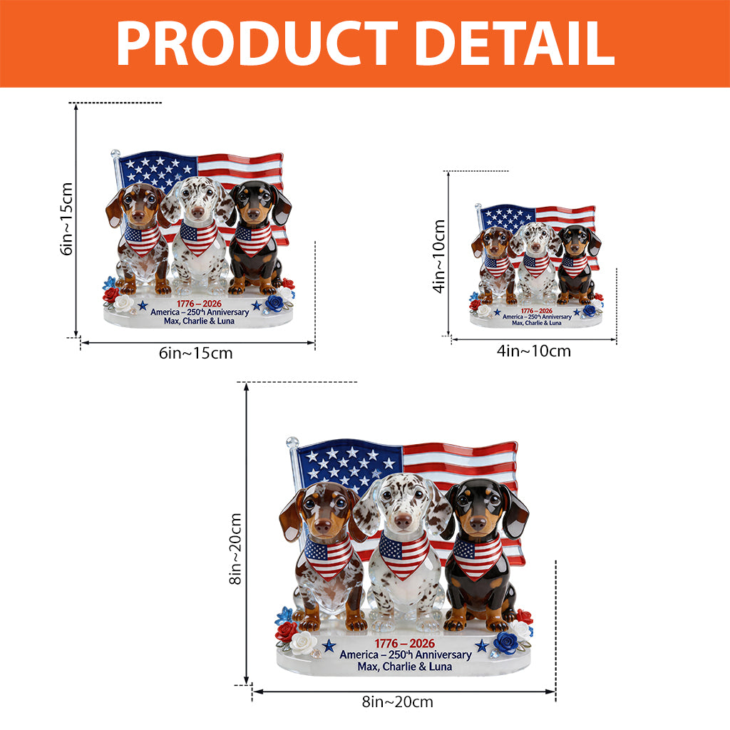 USA 250. Jubiläum - Personalisierte Hundeschild aus Acryl
