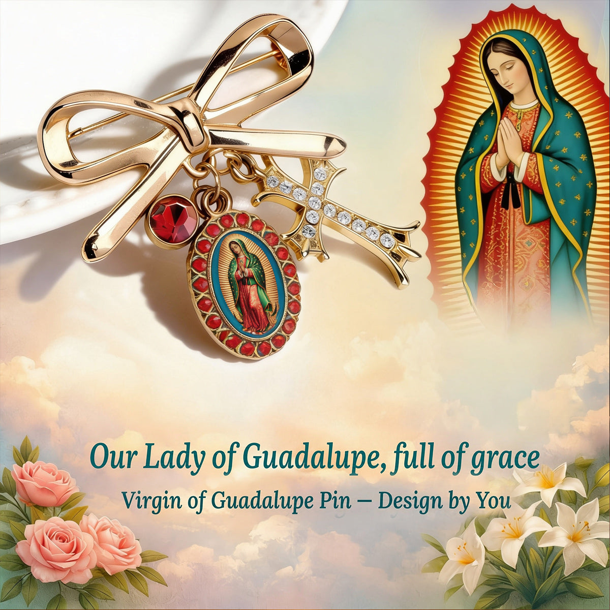Unsere Dame von Guadalupe - Personalisierte Christliche 3D Prägeemaille-Nadel
