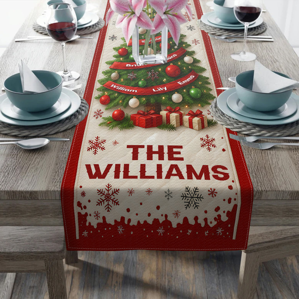 Merry Christmas - Personalized Family Table Runner