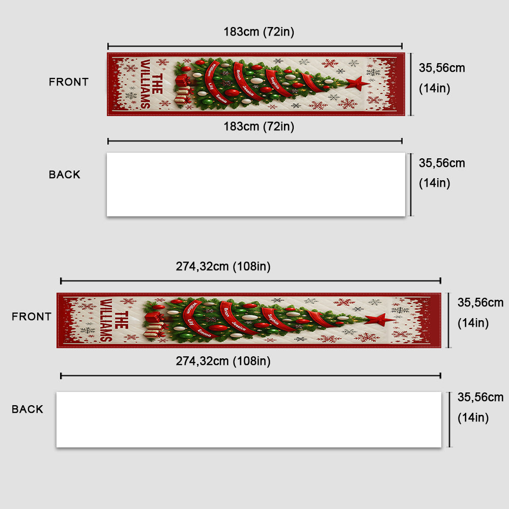 Merry Christmas - Personalized Family Table Runner
