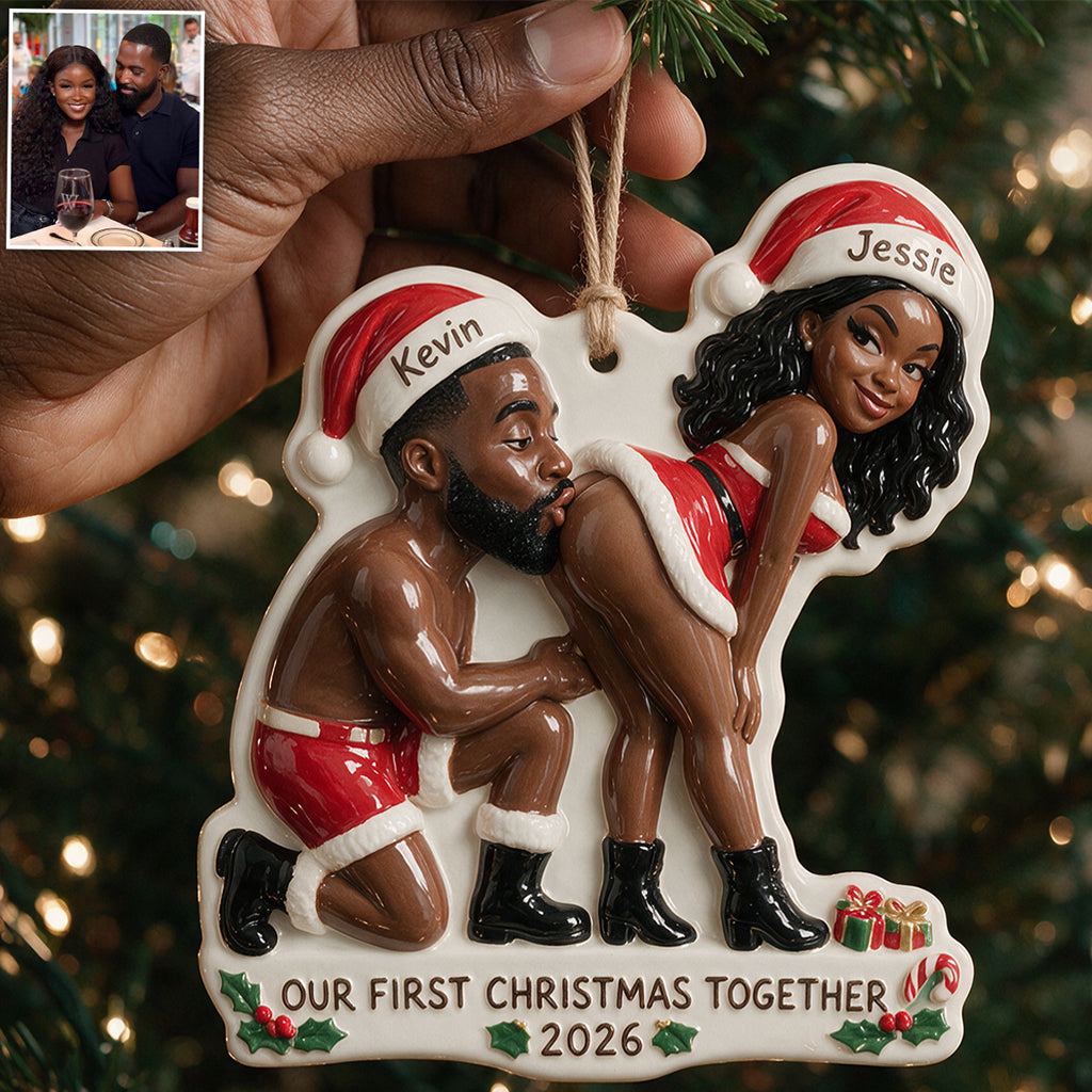 Ho Ho Holy Cheeks! - Personalized Spicy Couple Premium 3D Ornament