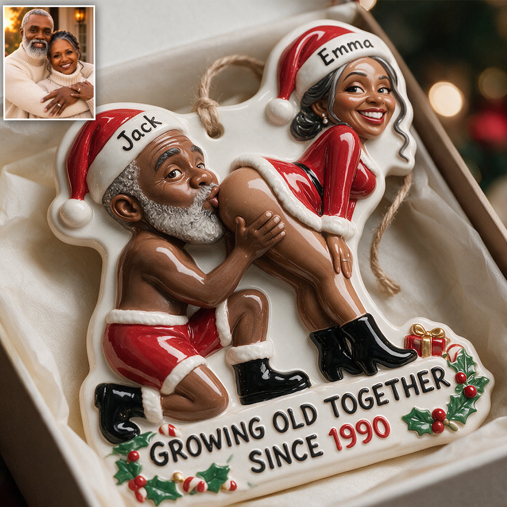 Ho Ho Holy Cheeks! - Personalized Spicy Couple Premium 3D Ornament