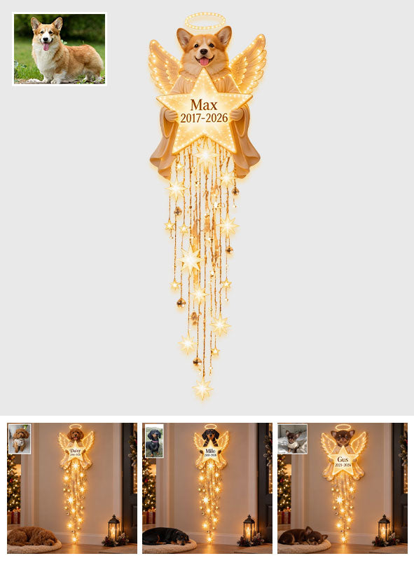 Dog Memorial Angel Star Light - Personalized Dog LED Light Acrylic Sign