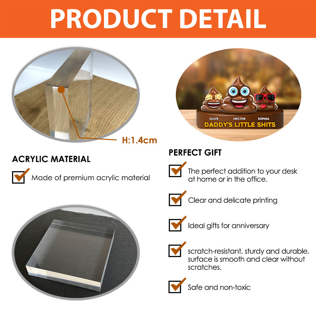 Daddy's Little Shits - Personalized Father Custom Shaped Acrylic Plaque