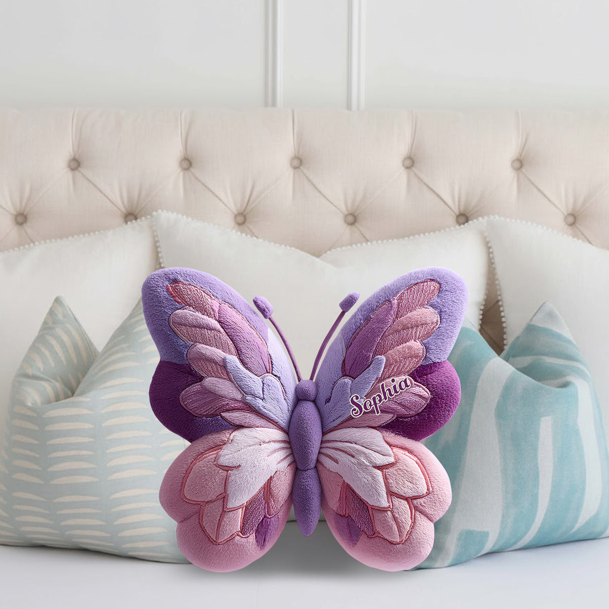 Fluffy Butterfly - Personalized Butterfly Faux Fur Shaped Pillow