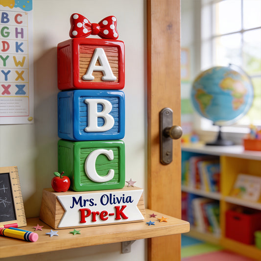 Plaque en bois en forme de 3D ABC - Enseignant personnalisé panneau en bois sur mesure