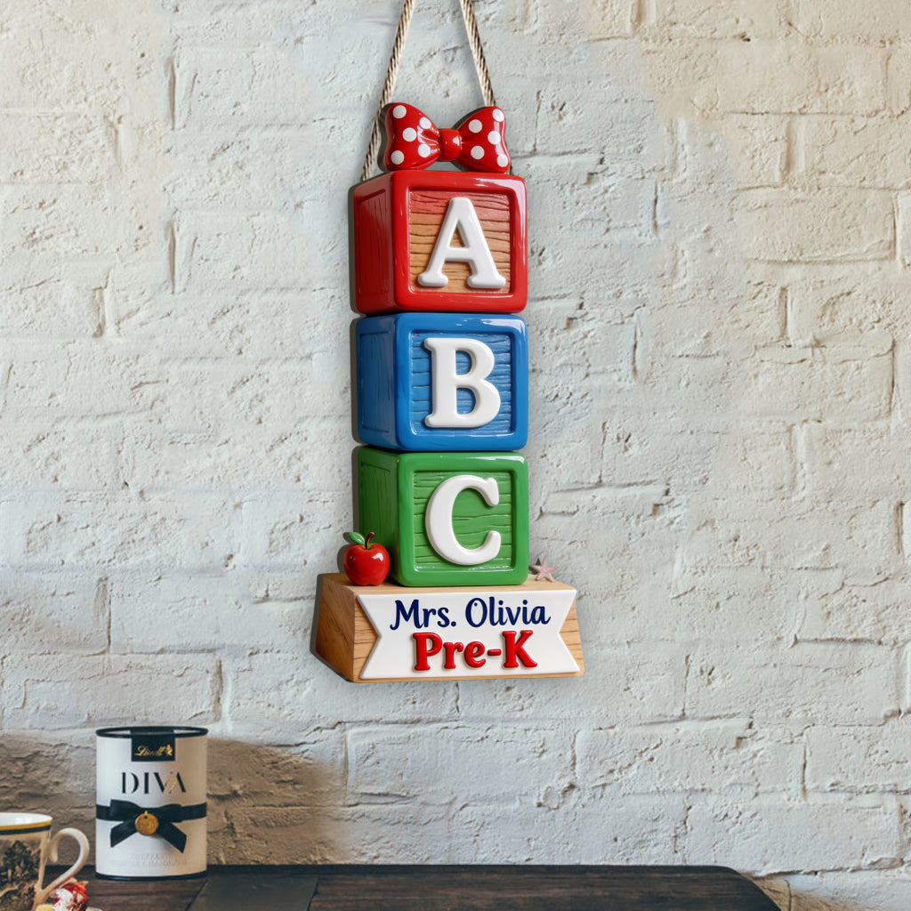 ABC Blöcke 3D Form Plakette - Personalisierte Lehrer Holzschild