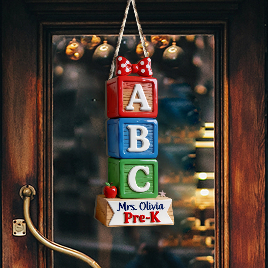 ABC Blöcke 3D Form Plakette - Personalisierte Lehrer Holzschild