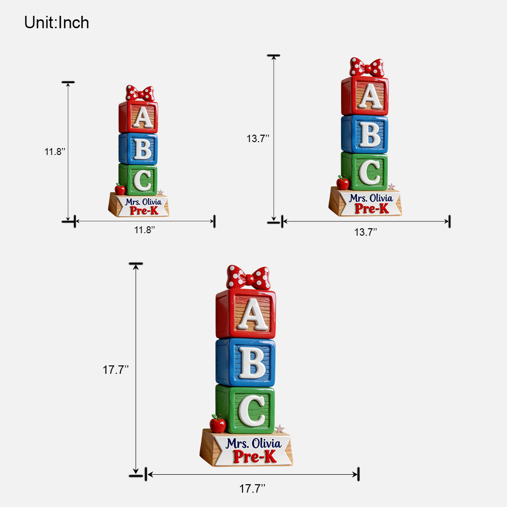 ABC Blöcke 3D Form Plakette - Personalisierte Lehrer Holzschild