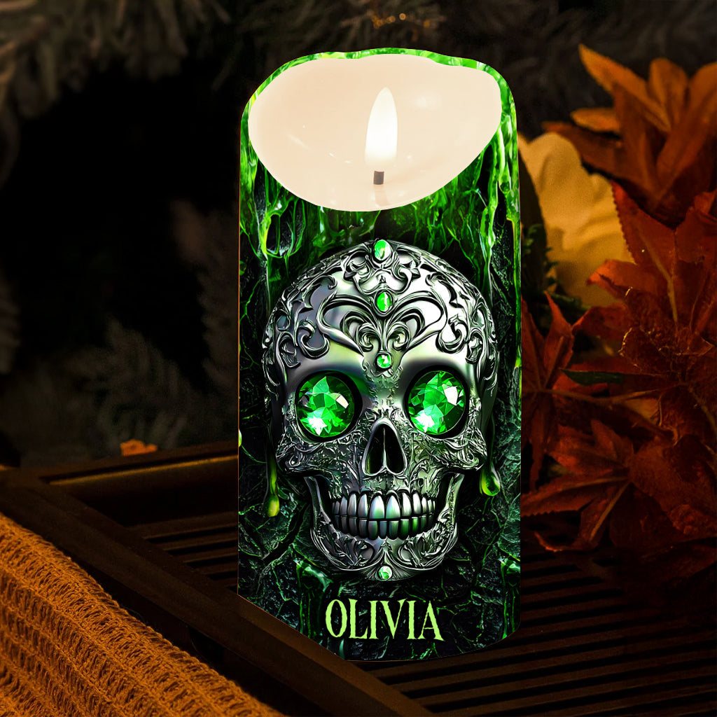 Spooky Season - Personalized Skull Flameless Candle