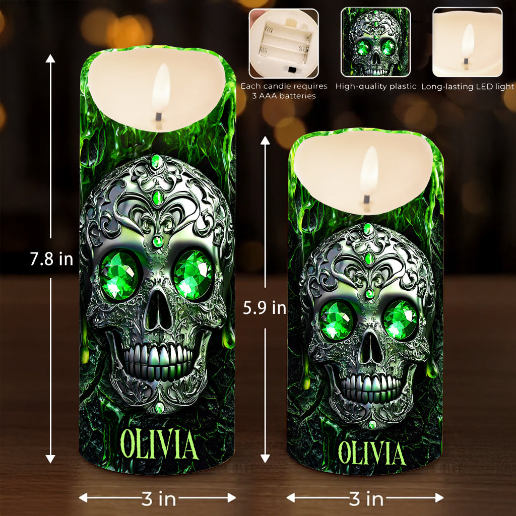 Spooky Season - Personalized Skull Flameless Candle