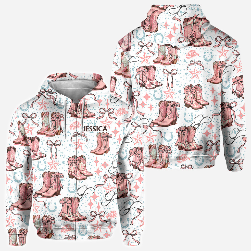 Coquette Cowgirl Boots and Bows - Personalized Cowgirl All Over Shirt
