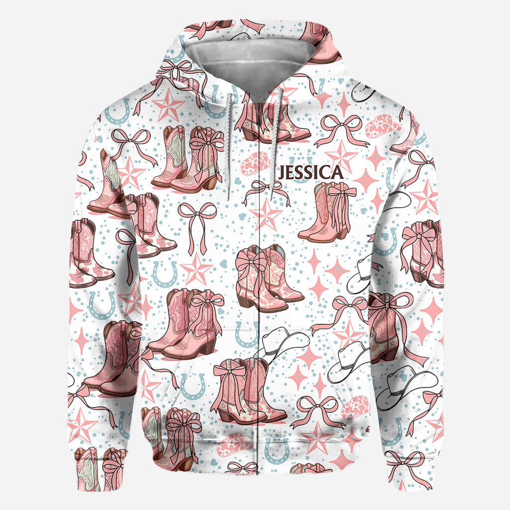 Coquette Cowgirl Boots and Bows - Personalized Cowgirl All Over Shirt