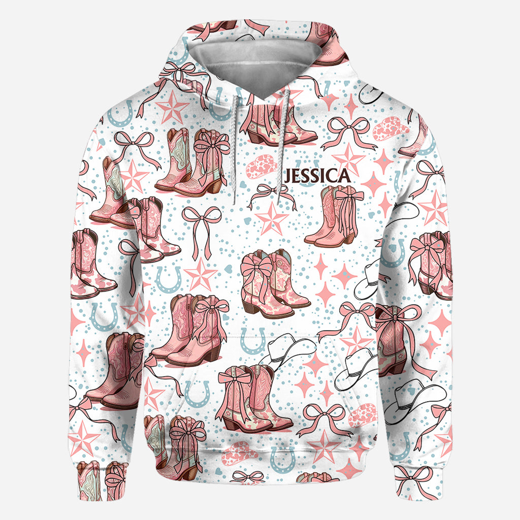 Coquette Cowgirl Boots and Bows - Personalized Cowgirl All Over Shirt