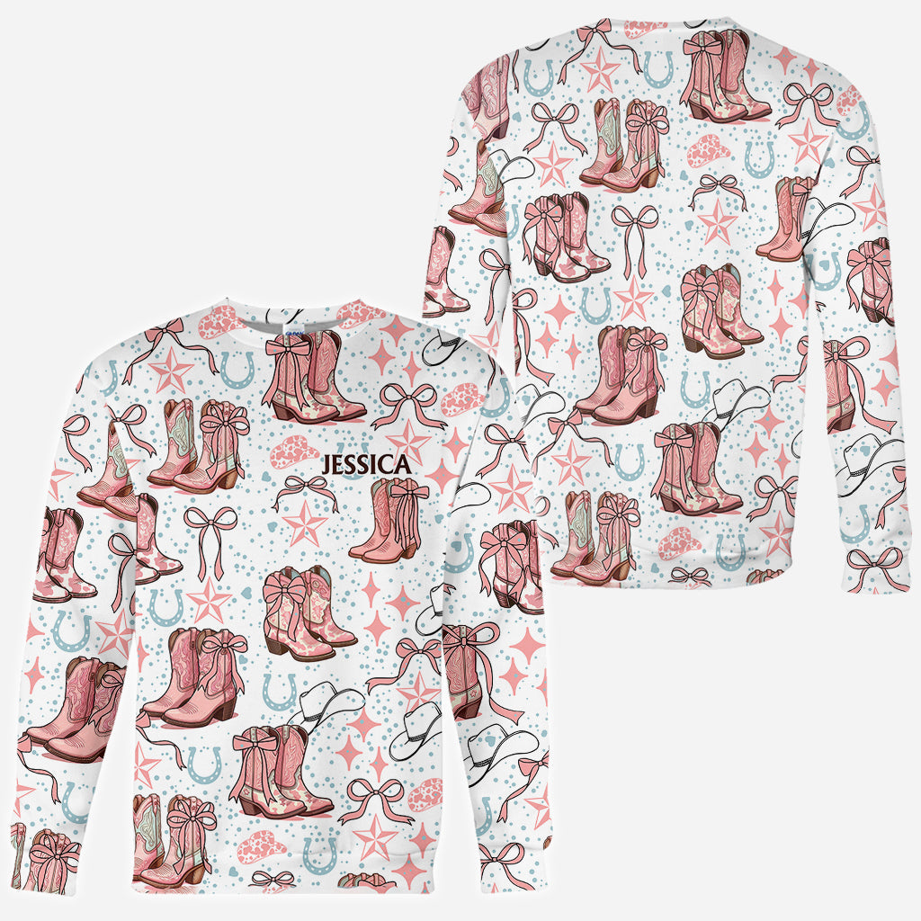 Coquette Cowgirl Boots and Bows - Personalized Cowgirl All Over Shirt