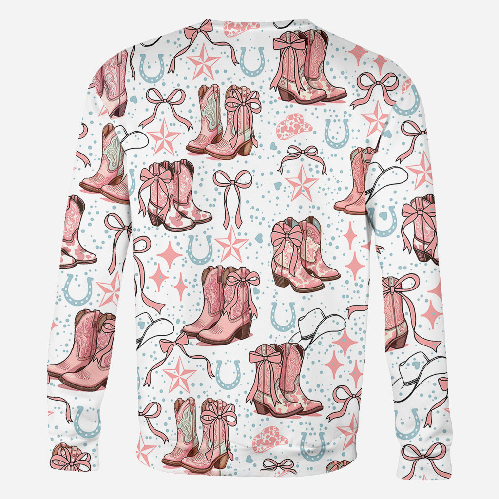 Coquette Cowgirl Boots and Bows - Personalized Cowgirl All Over Shirt