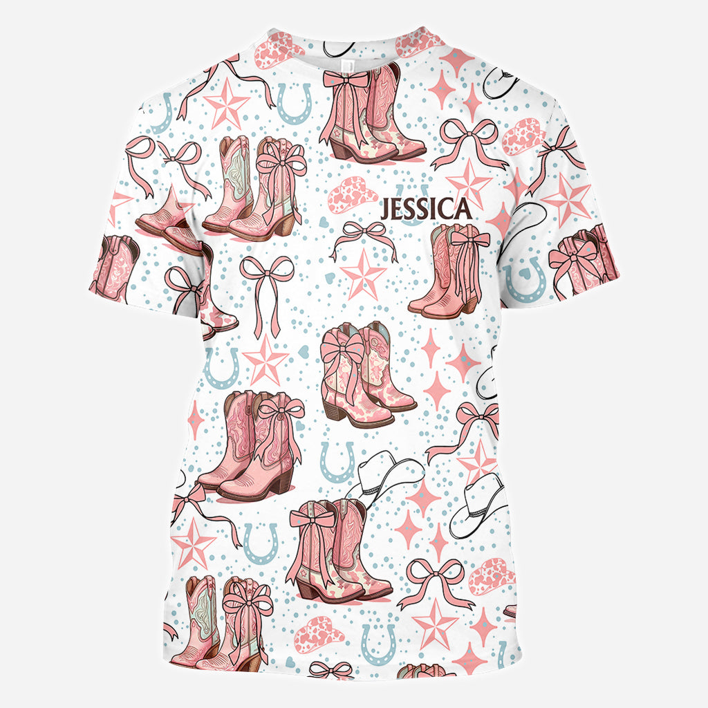 Coquette Cowgirl Boots and Bows - Personalized Cowgirl All Over Shirt