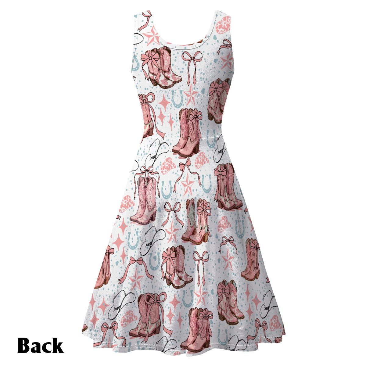 Coquette Cowgirl Boots and Bows - Personalized Cowgirl Sleeveless Dress