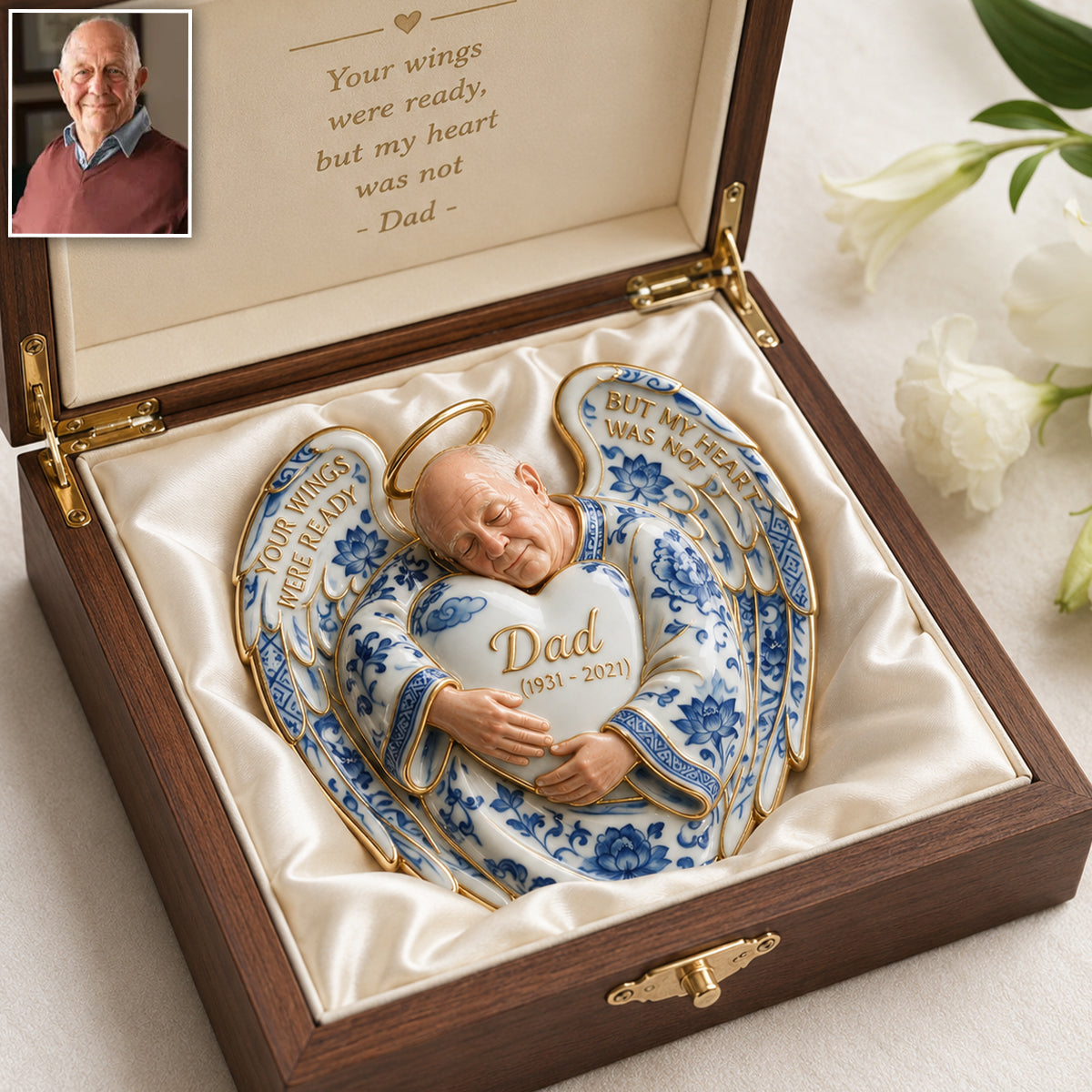 Your Wings Were Ready But My Heart Was Not - Personalized Memorial 3D Embossed Enamel Pin