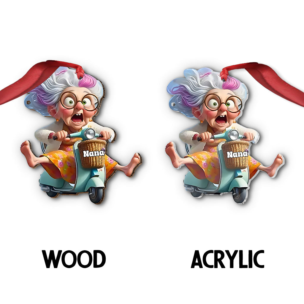 Motorcycle-Riding Grandma - Personalized Grandma Ornament