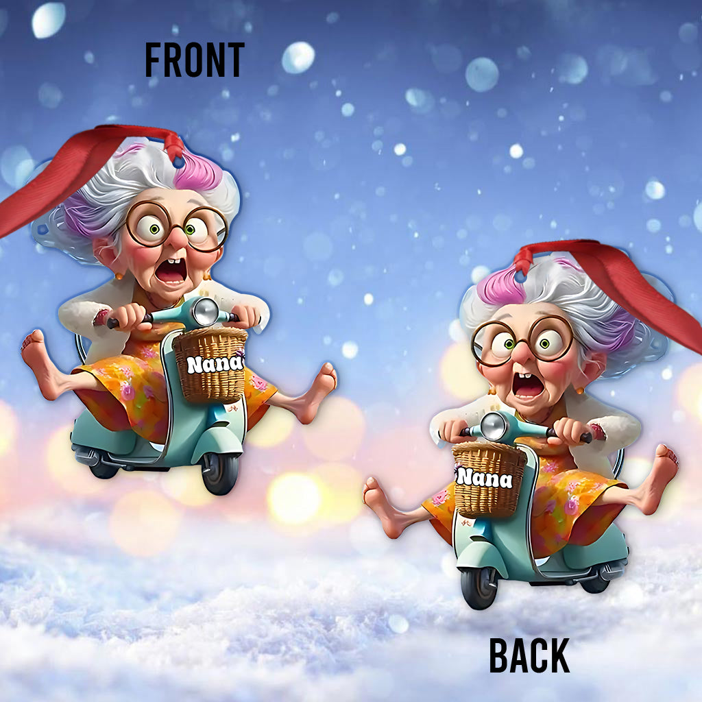 Motorcycle-Riding Grandma - Personalized Grandma Ornament