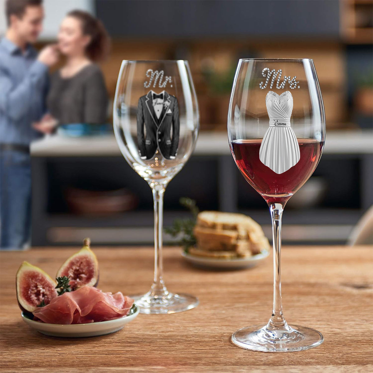 Wedding Couple Wine Glass - Personalized Couple Wine Glass With Long Stem