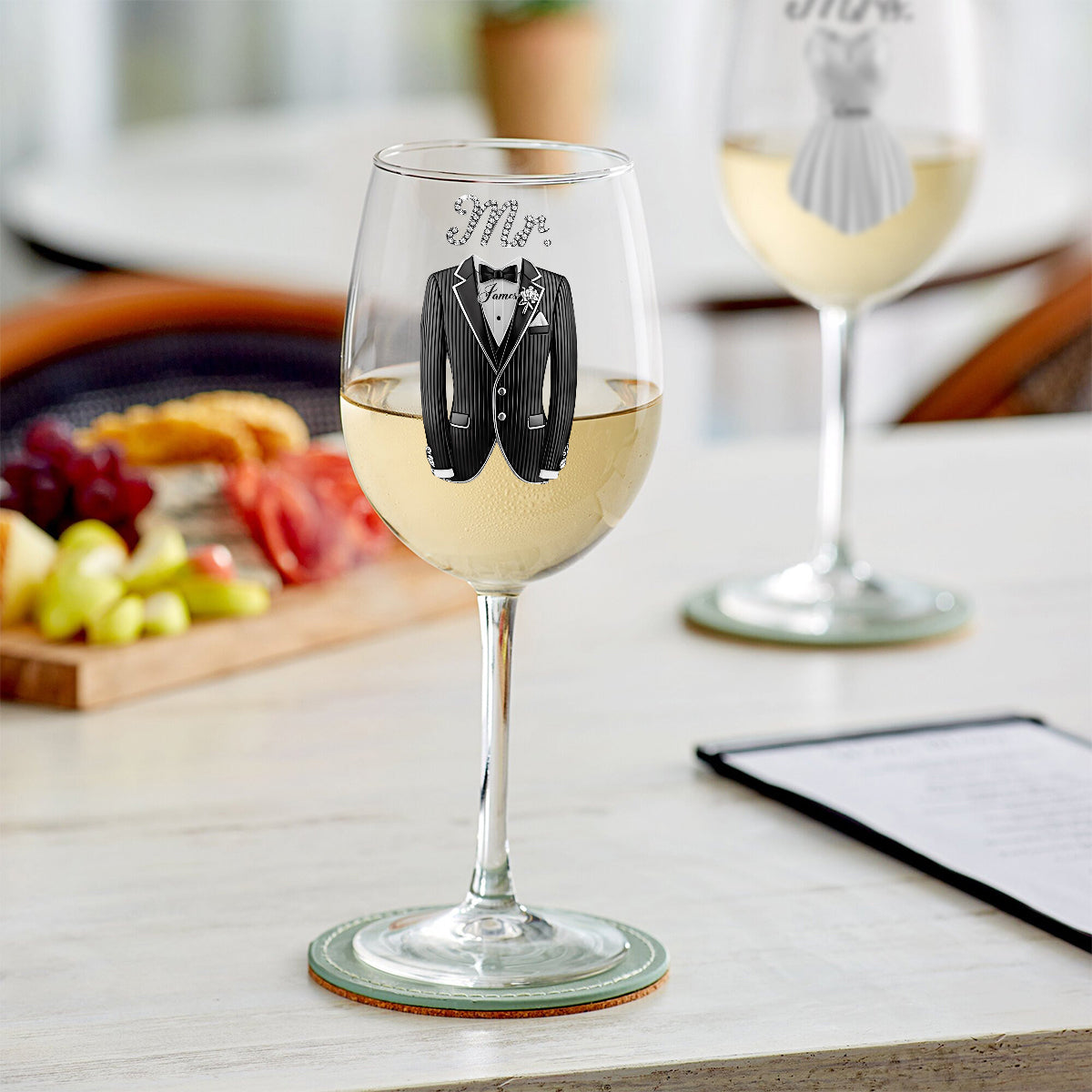 Wedding Couple Wine Glass - Personalized Couple Wine Glass With Long Stem
