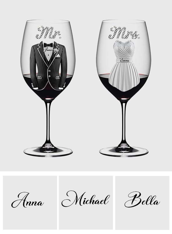 Wedding Couple Wine Glass - Personalized Couple Wine Glass With Long Stem