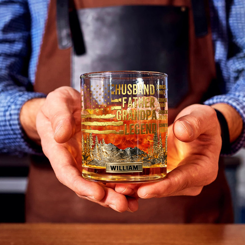 Légende Mari Père Grand-père, Cadeau pour lui - Verre à whisky personnalisé Grand-père