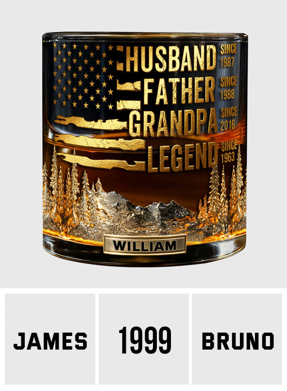 Légende Mari Père Grand-père, Cadeau pour lui - Verre à whisky personnalisé Grand-père