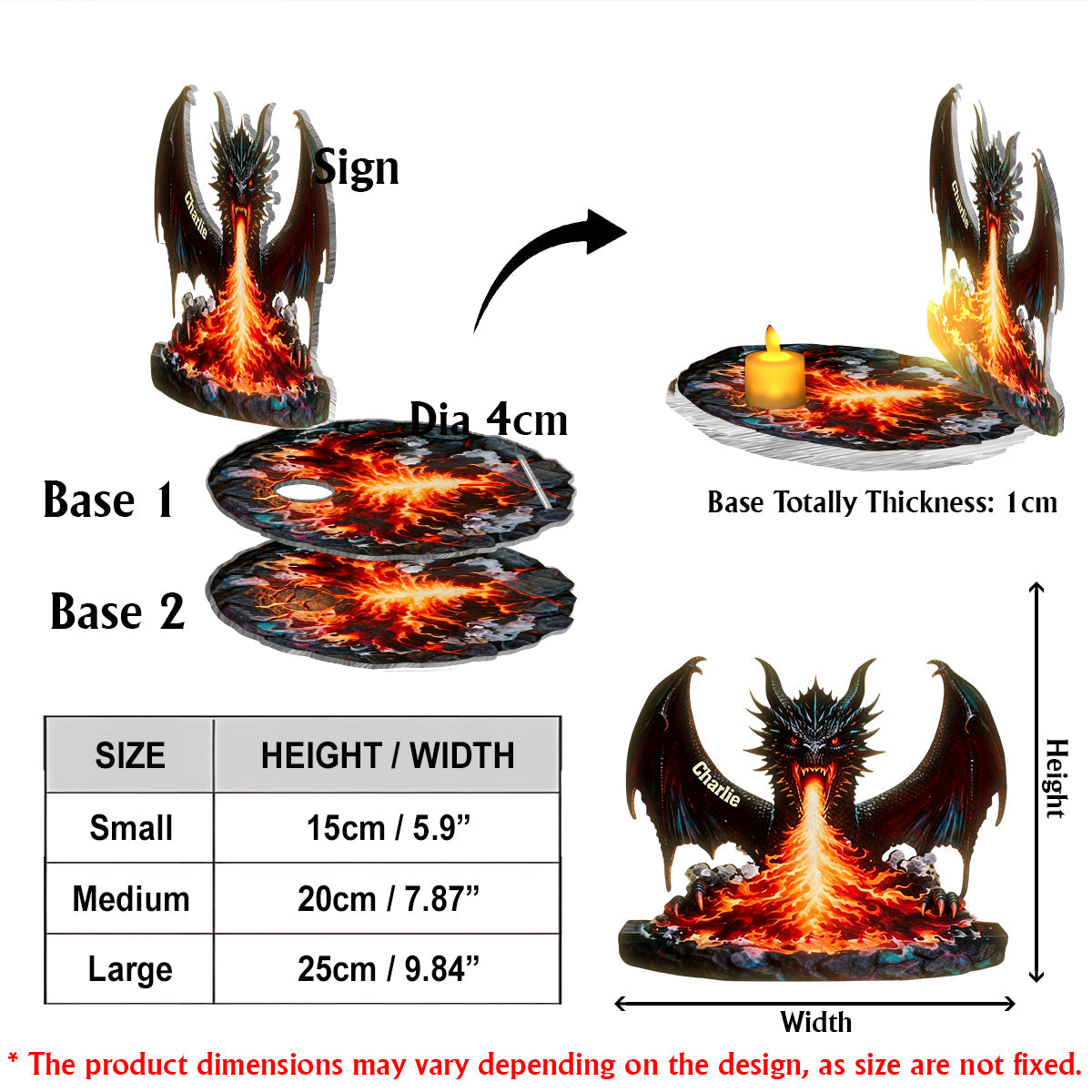 Coin lecture majestueux - Porte-bougie dragon personnalisé