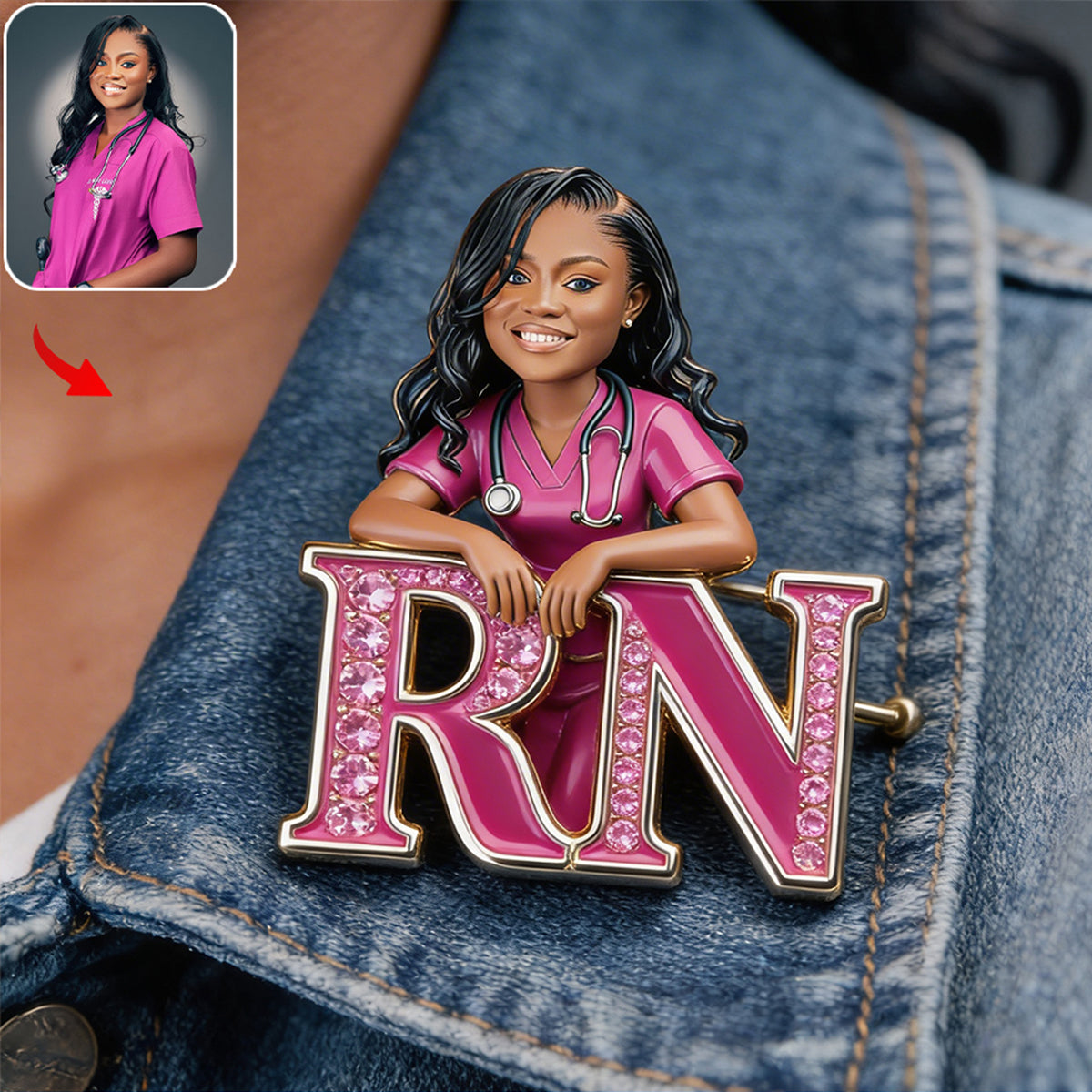 Custom Any Photo - Personalized Nurse Pin