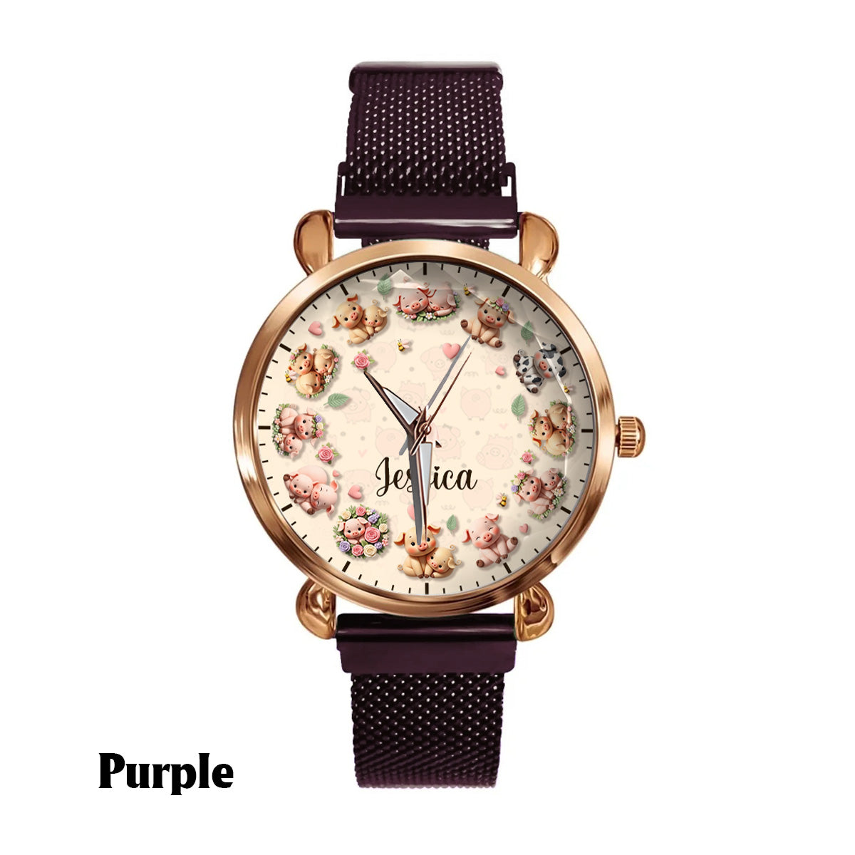 La vie est plus belle avec des cochons - Montre-bracelet personnalisée pour femme amoureuse des cochons 