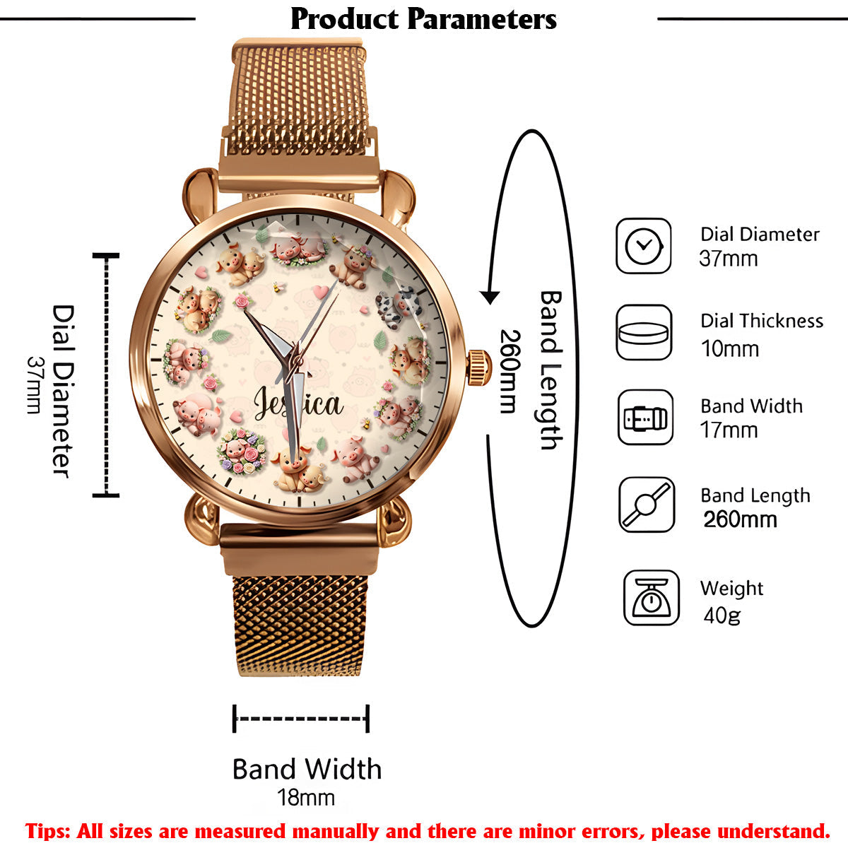 La vie est plus belle avec des cochons - Montre-bracelet personnalisée pour femme amoureuse des cochons 