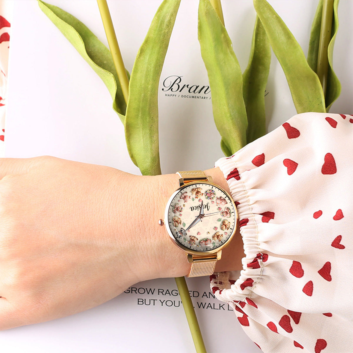 La vie est plus belle avec des cochons - Montre-bracelet personnalisée pour femme amoureuse des cochons 