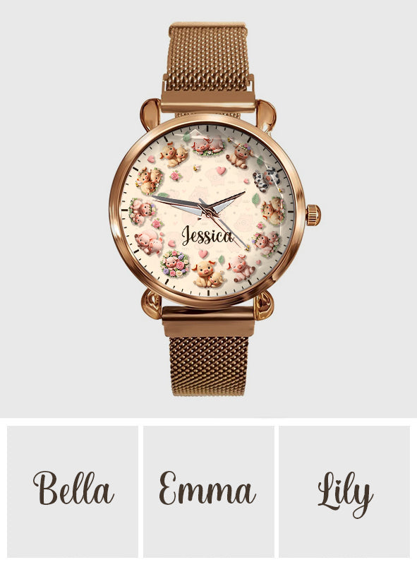 La vie est plus belle avec des cochons - Montre-bracelet personnalisée pour femme amoureuse des cochons 