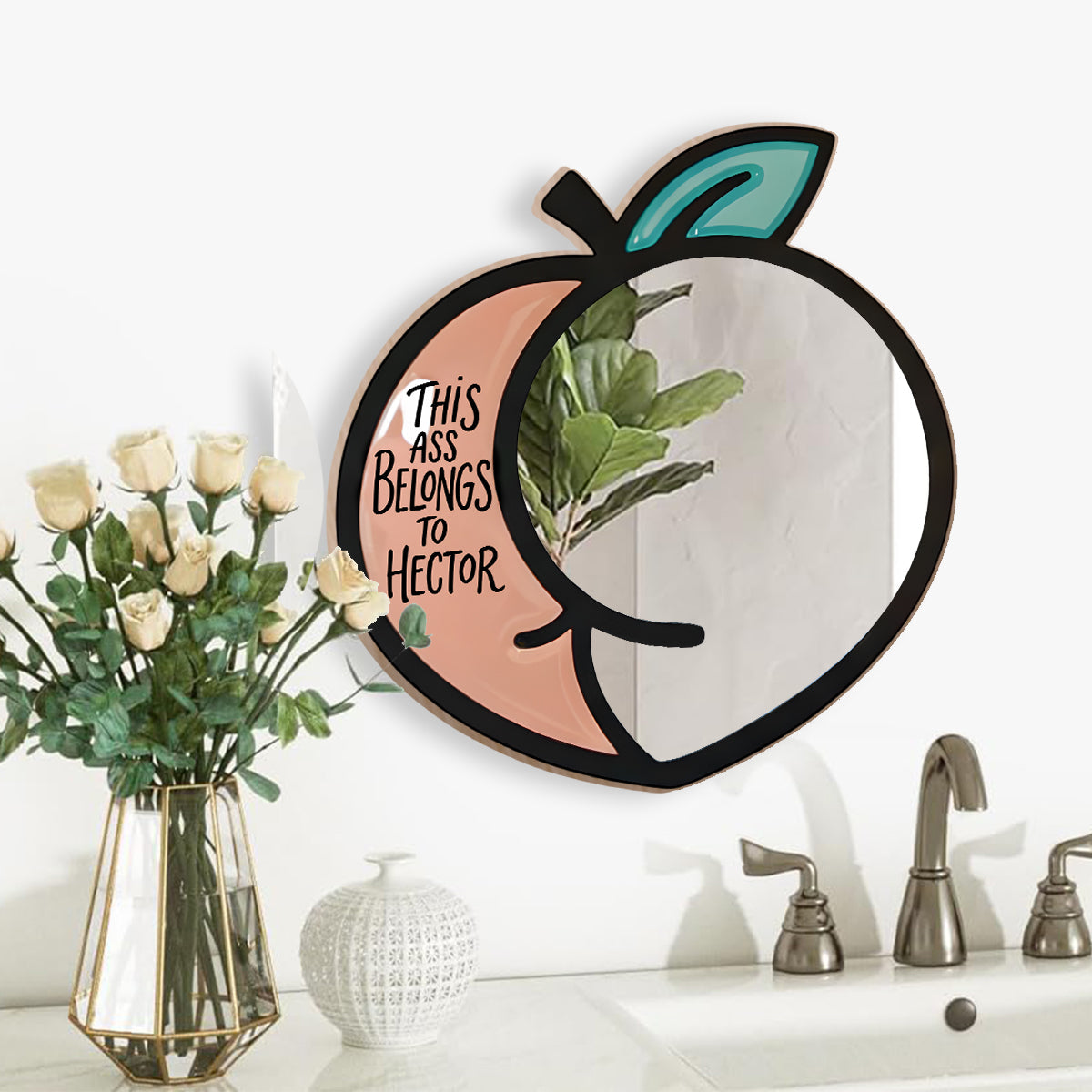 This Peach Belongs To - Personalized Couple Wall Hanging Mirror