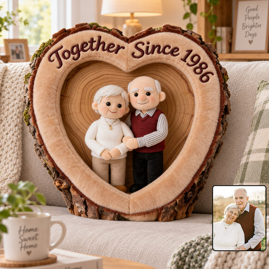 Herzbaum-Hohl - Personalisierte Premium-Faux-Fur-Kissen für Paare