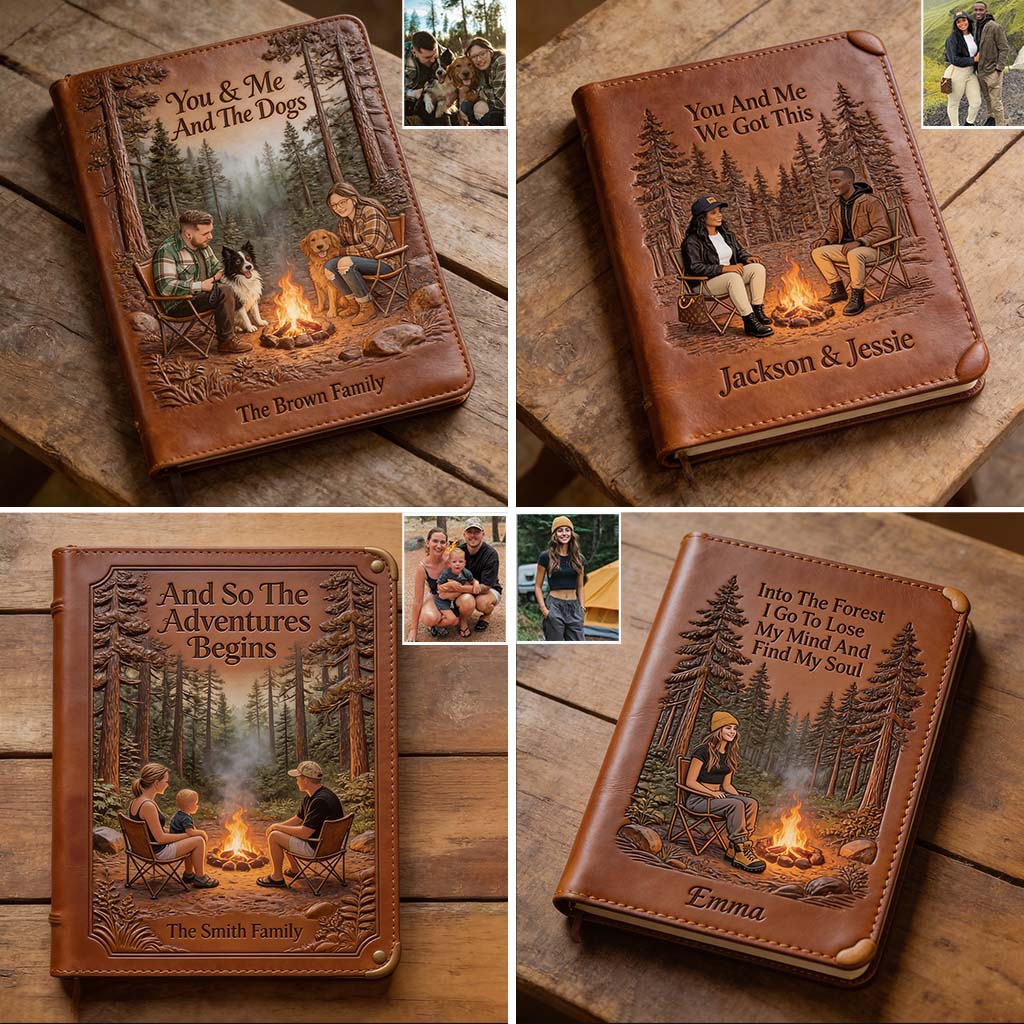 Our Happy Place - Personalized Camping Leather Journal