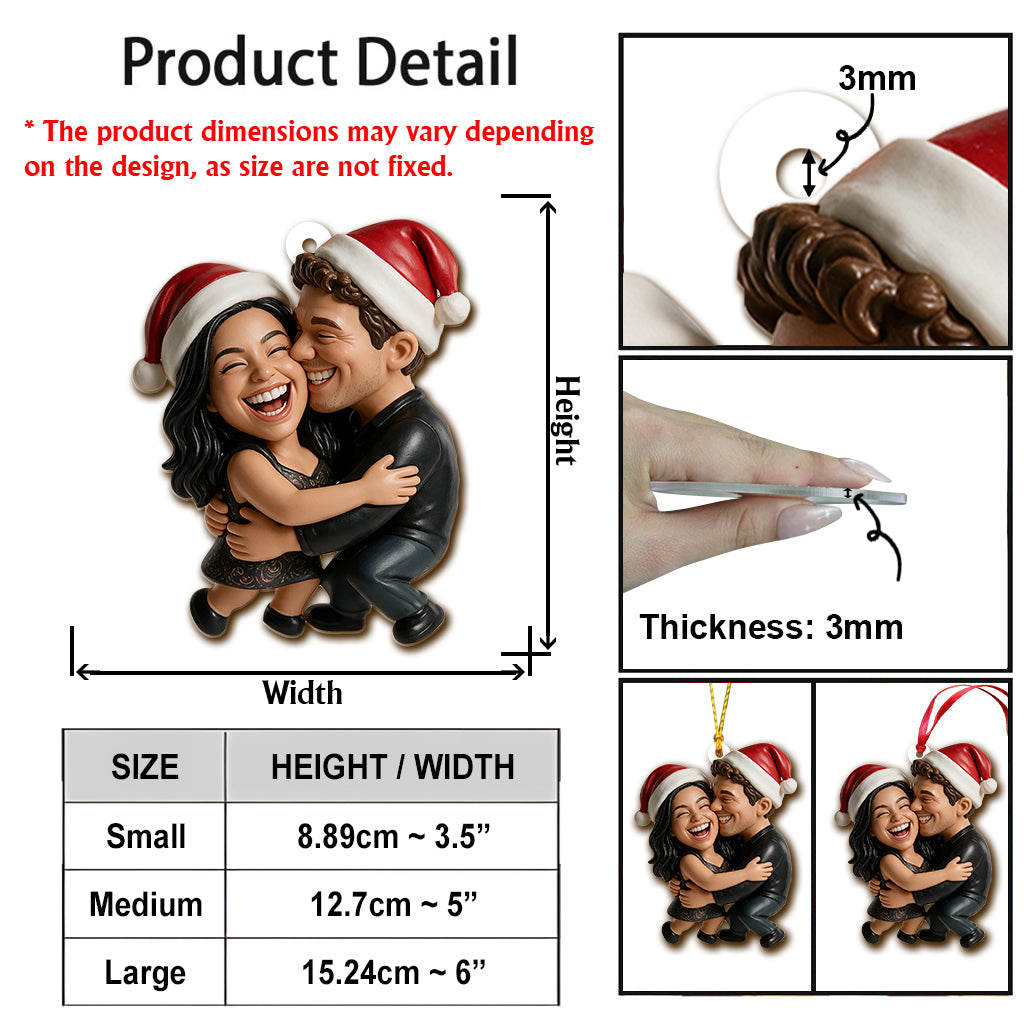 Funny Caricature Ornament For Any Photo - Personalized Couple Ornament