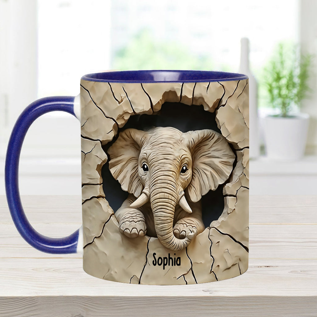 Love Elephant - Personalized Elephant Accent Mug