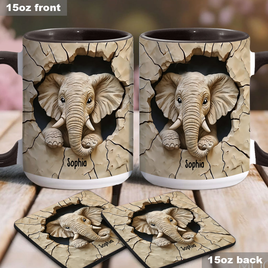Love Elephant - Personalized Elephant Accent Mug