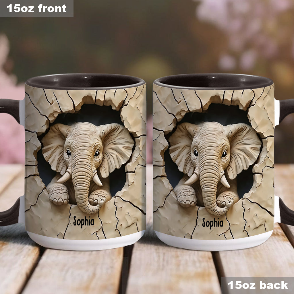 Love Elephant - Personalized Elephant Accent Mug