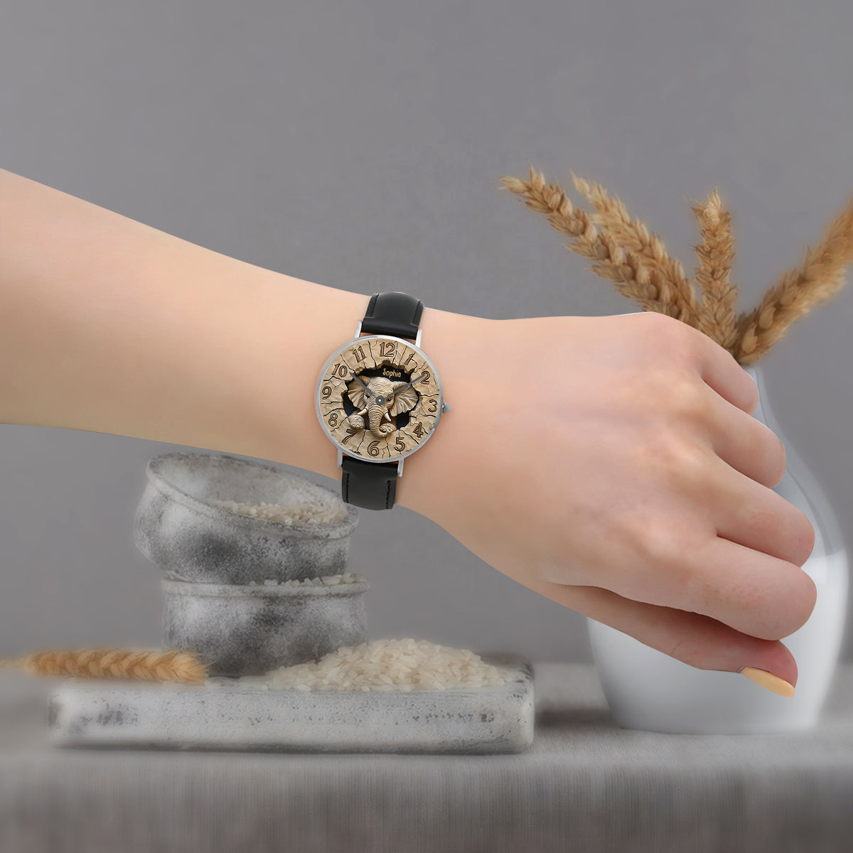 Montre-bracelet personnalisée Love Elephant - Éléphant
