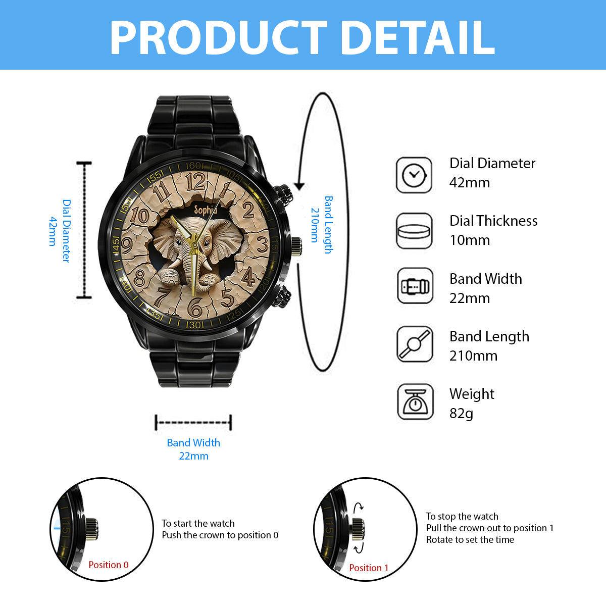 Montre-bracelet personnalisée Love Elephant - Éléphant
