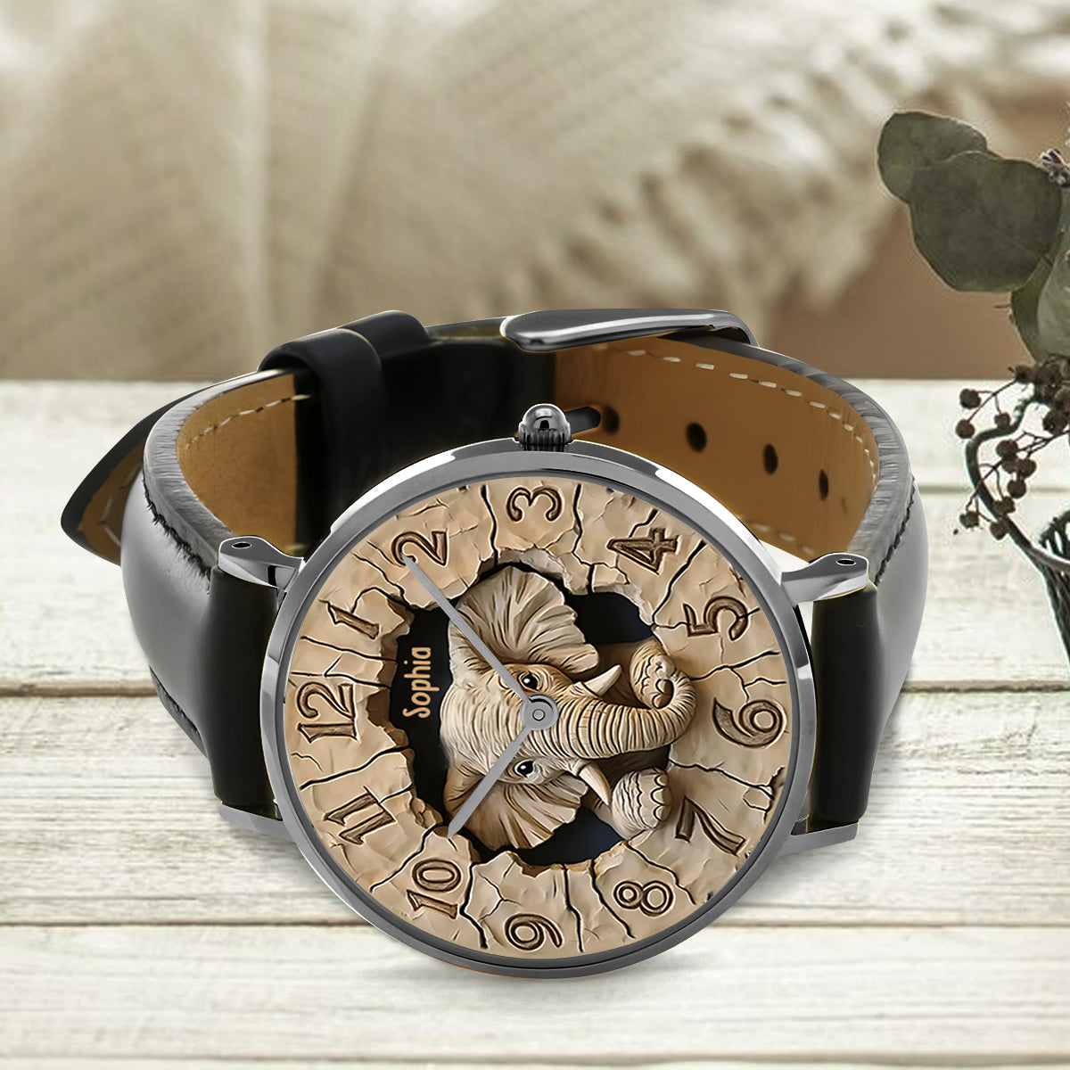 Montre-bracelet personnalisée Love Elephant - Éléphant