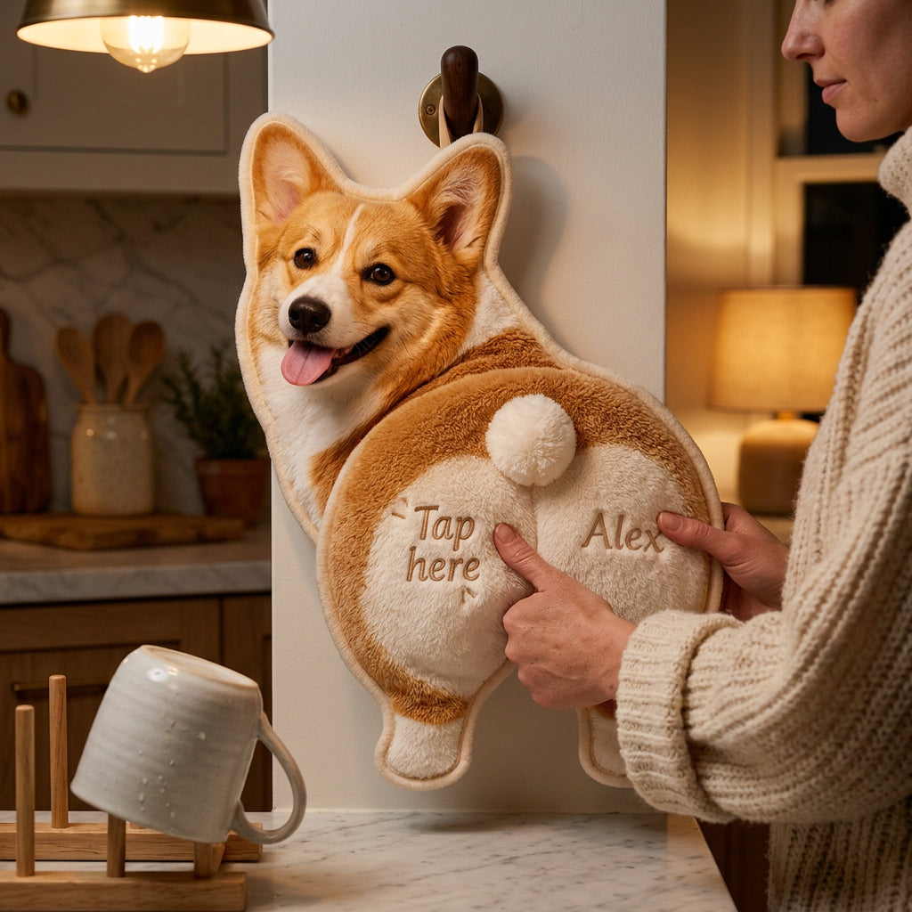 Tap Here - Personalized Dog Hand Towel