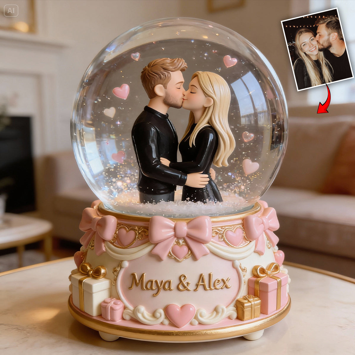 Best Valentine Gift For Her/ Him - Personalized Couple Custom Shaped Acrylic Plaque