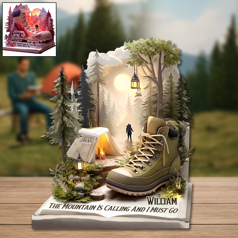 The Mountain Is Calling And I Must Go - Personalized Camping Custom Shaped Acrylic Plaque