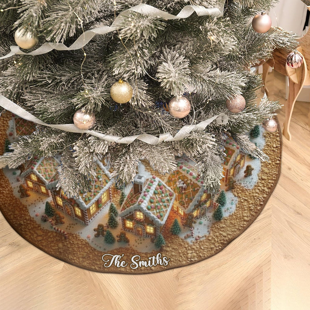 Gingerbread House Christmas - Personalized Christmas Shaped Tree Skirt